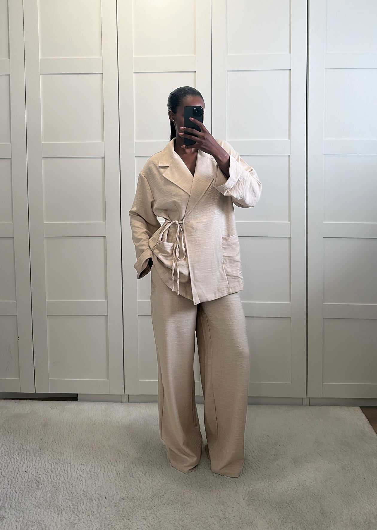 Ensemble cache cœur beige