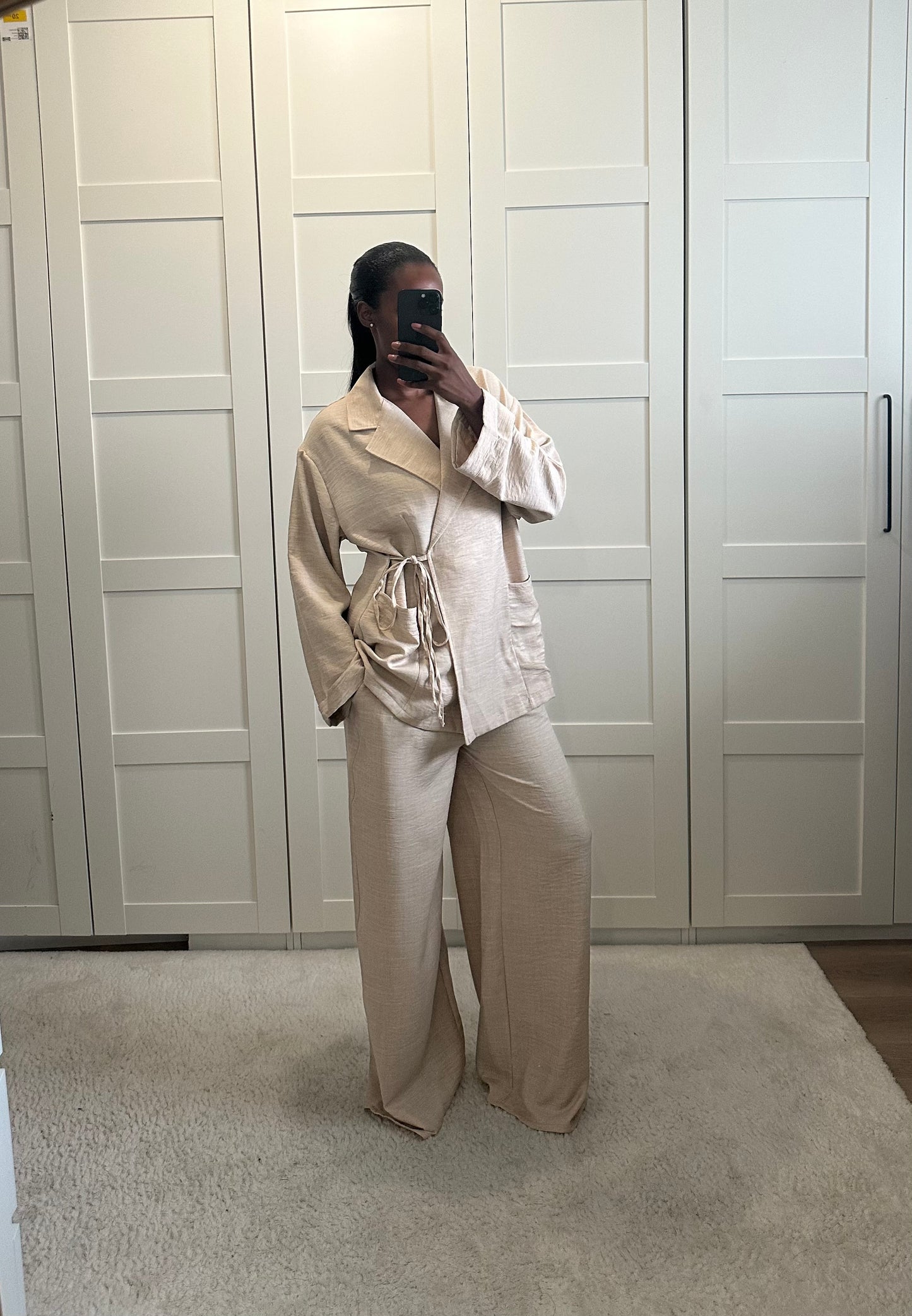 Ensemble cache cœur beige