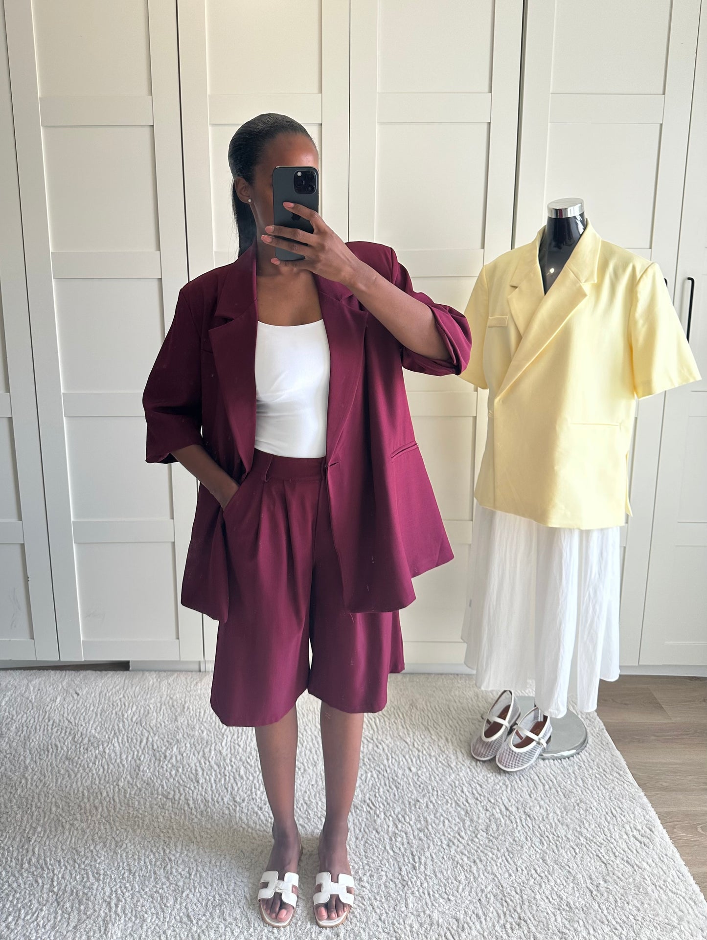 Ensemble bermuda blazer bordeau