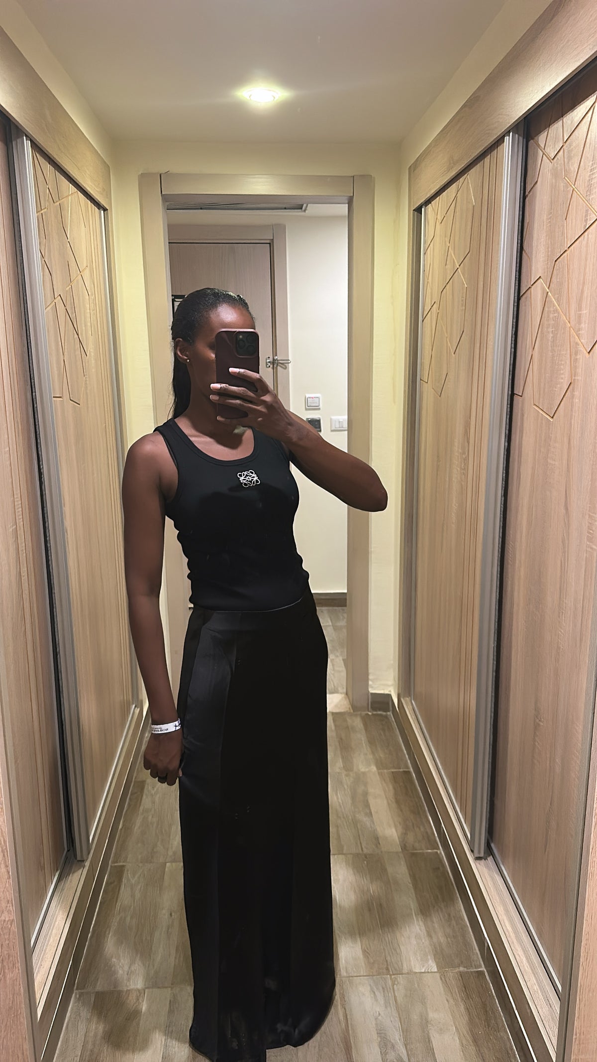 Jupe longue satiné noir