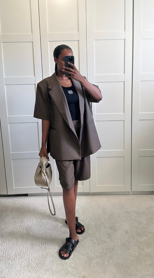 Blazer manche courte marron