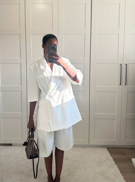 Ensemble bermuda blazer blanc