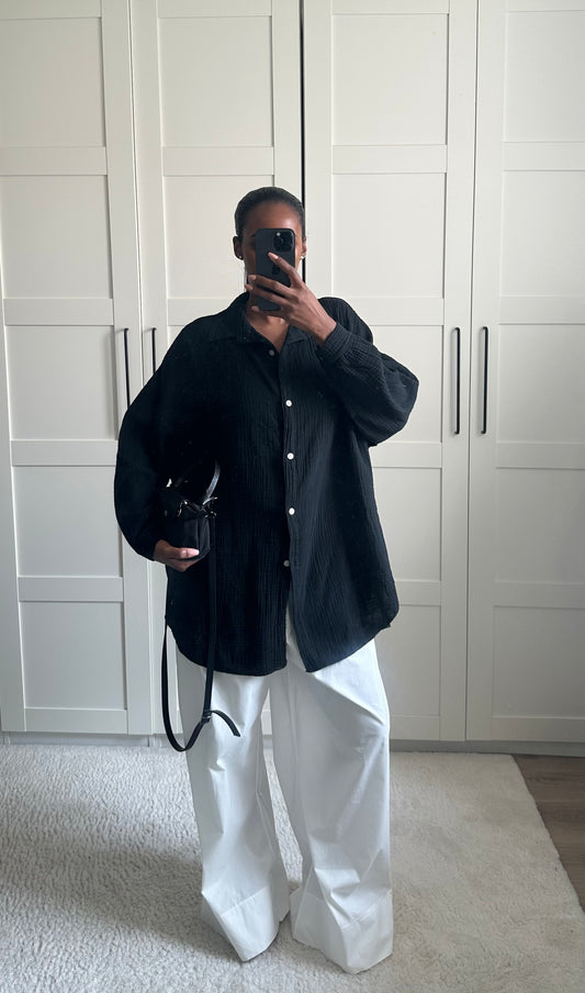 Chemise Gaz de Coton Noir