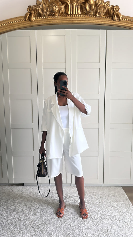 Ensemble bermuda blazer blanc