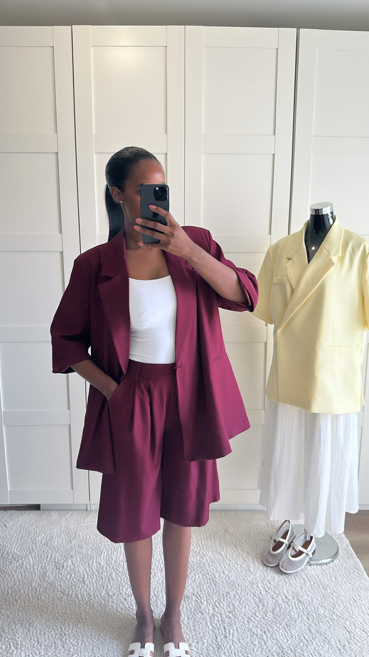 Ensemble bermuda blazer bordeau