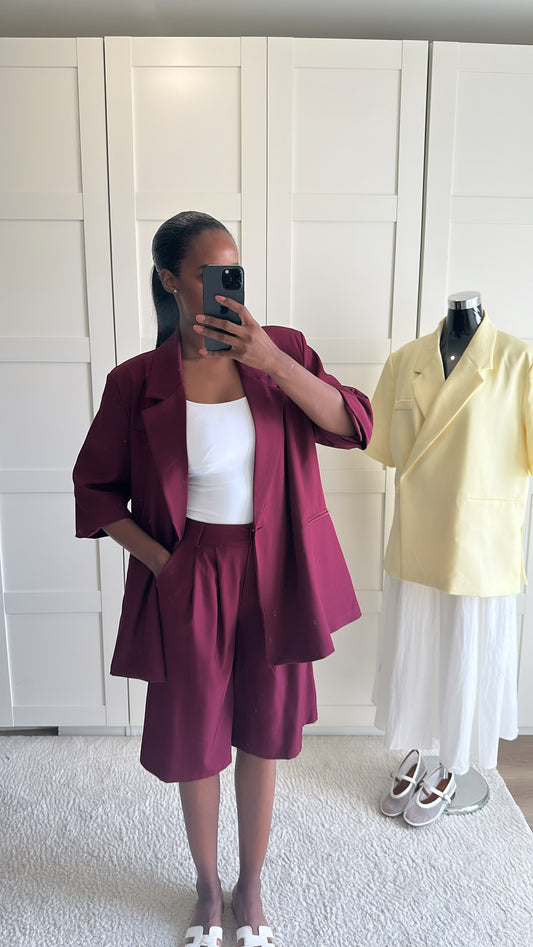 Ensemble bermuda blazer bordeau