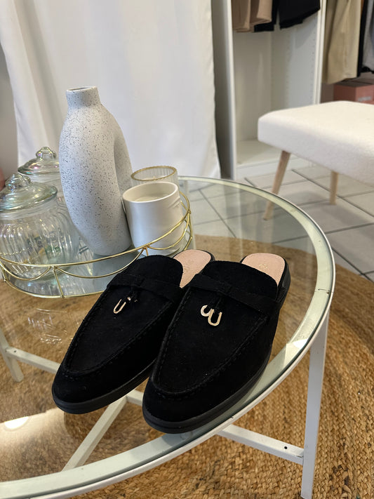 Mules noir en daim